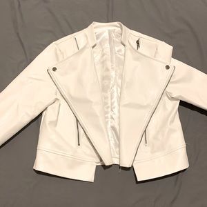 White Faux Leather Jacket - Size L